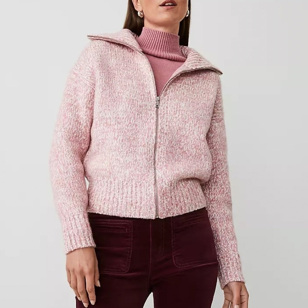 Ann Taylor Weekend Collection Zip Bomber Sweater Jacket